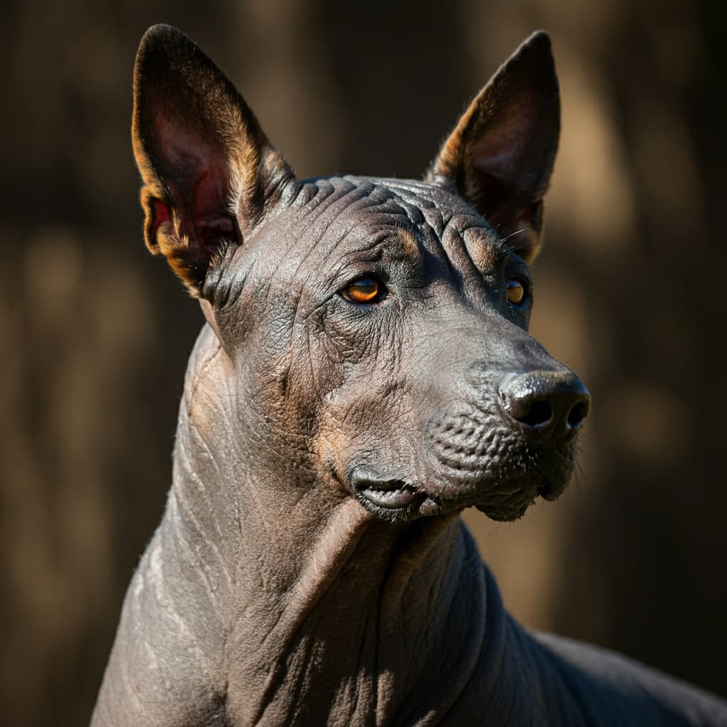 a shaved german shepherd according to AI image generator